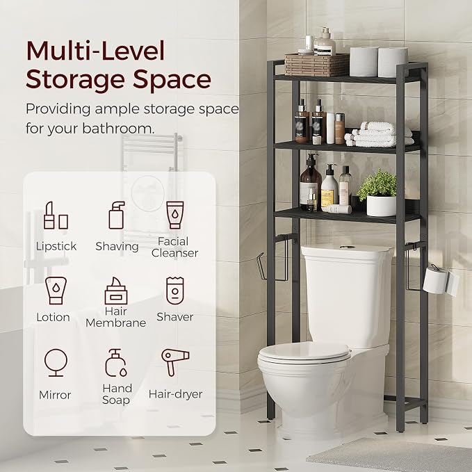 MAHANCRIS Over The Toilet Storage Rack, 3 Tier Bathroom Organizer Over Toilet - Image 3