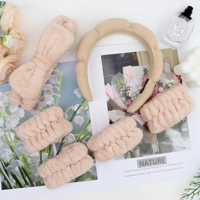 Khaki Spa Headband and Wristband Set-Headband - Image 7