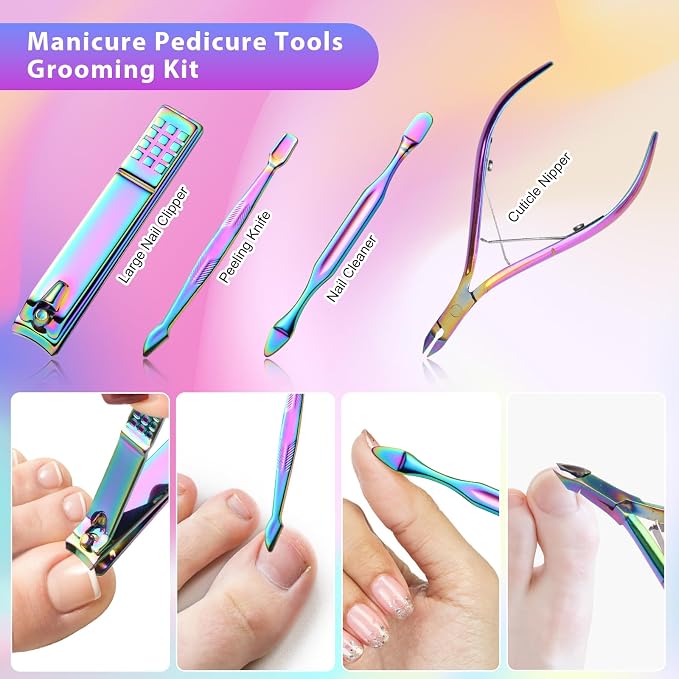 CGBE Nail Clippers Set, Manicure Set Pedicure 12 Pieces Stainless Steel - Image 4