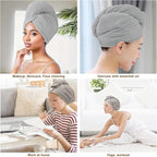 Microfiber Hair Towel Wrap, 3 Pack Soft Hair Drying Towel, Shower Cap & Hair - Image 5