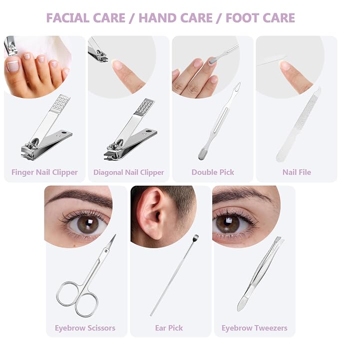 12 Set Manicure Set Bulk Mini Manicure Nail Clipper Kit 7 in 1 Stainless Steel - Image 3