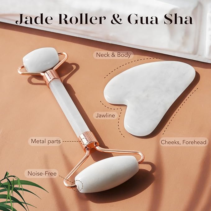 BAIMEI IcyMe Jade Roller & Gua Sha Set Face Roller and Gua Sha Facial Tools - Image 4