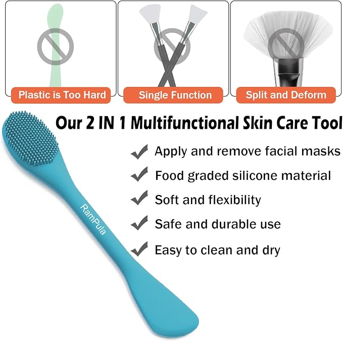 RamPula Pore Brush & Face Mask Applicator, Lymphatic Drainage Brush | Face - Image 3