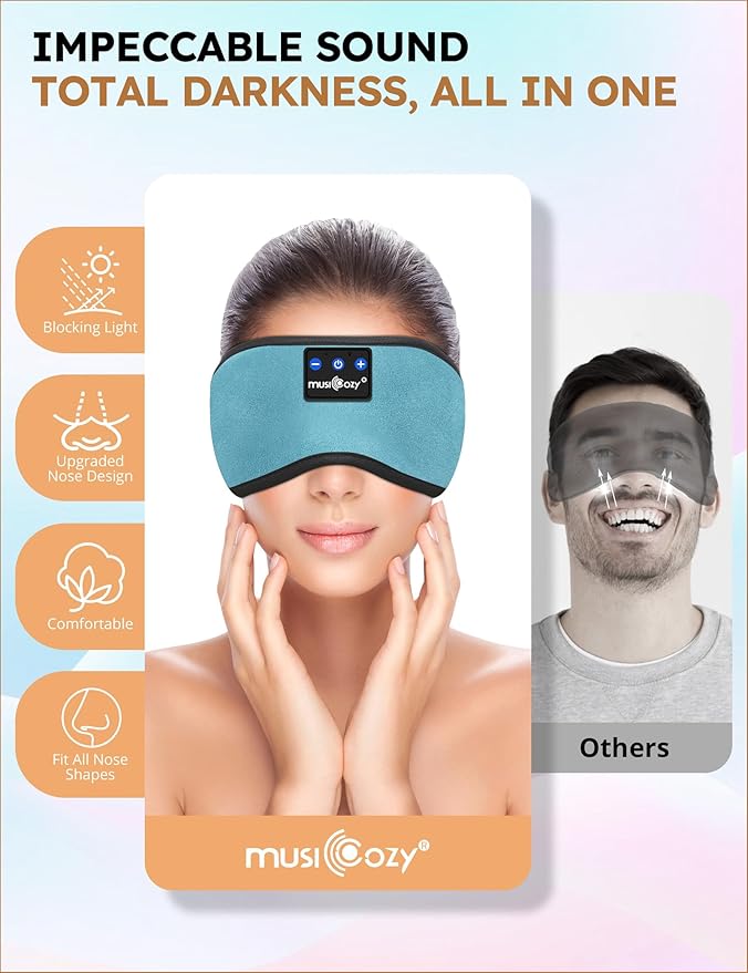 MUSICOZY Sleep Headphones Bluetooth 5.4 Headband Sleeping Eye Mask - Image 5