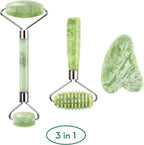 kimkoo Jade Roller and Gua Sha for Face-3 in 1 Kit - Image 2