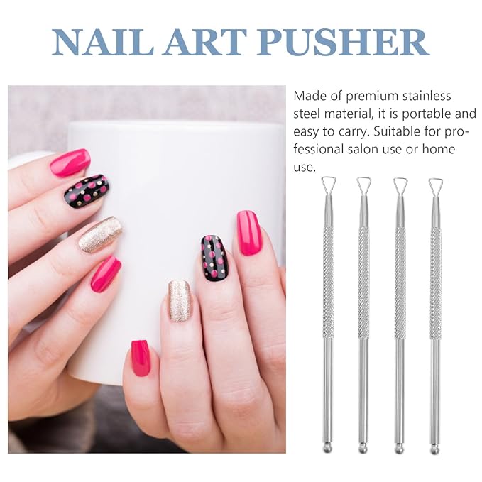 Beavorty 4 Pcs Cuticle Pusher Tool triangle cuticle peeler scraper nail cuticle - Image 8