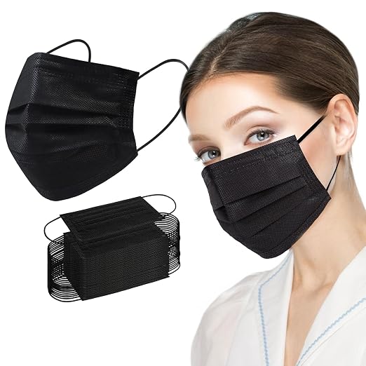 Borje Black Disposable Face Mask 50 Pcs Black Face Masks 3 Ply Protection Masks by Borje