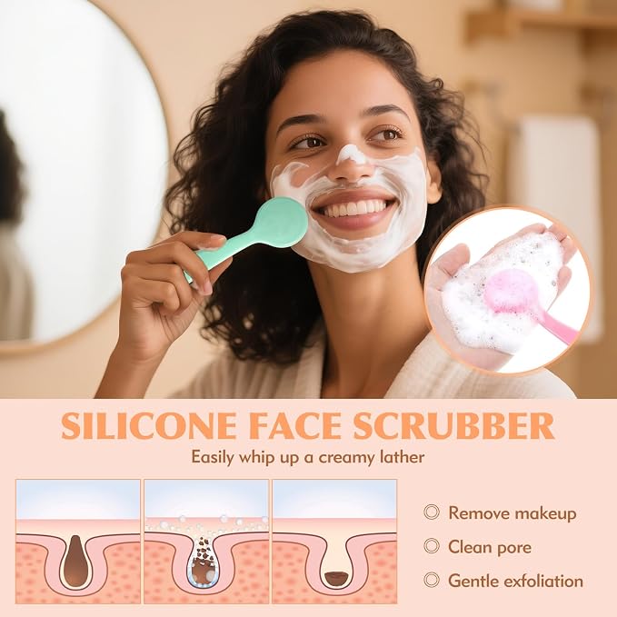 4-Piece Silicone Facial Cleansing Brush Set Manual Facial Cleansing Brush Pore - Image 3