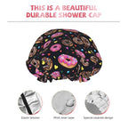 Doughnut Donuts Shower Cap For Women Reusable Waterproof Double Layers Bath Cap - Image 4