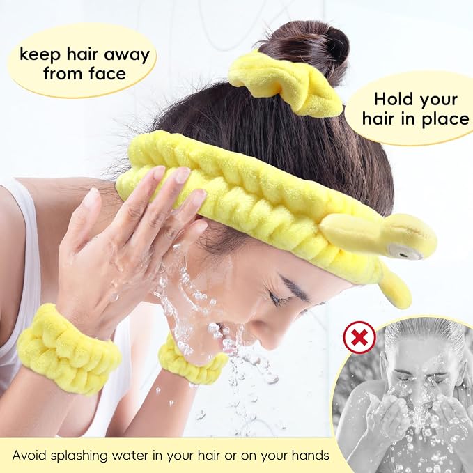 Face Wash Headband, Skincare Wrist Bands - Image 3