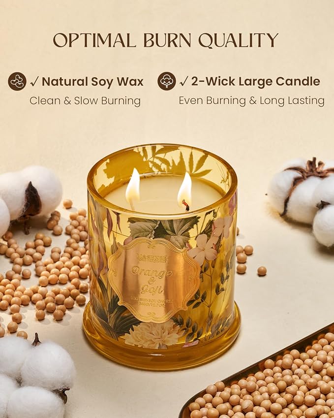 M&SENSE Orange Goji Soy Candle for Home, Non Toxic 2 Wick 12.7oz 75H Long - Image 4
