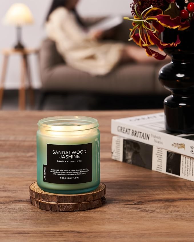 M&SENSE Sandalwood Jasmine Home Scented Candles, 11.6oz Organic Natural Soy Wax - Image 8