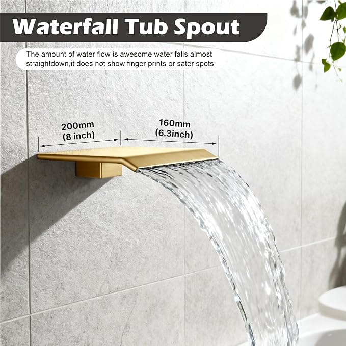 Midanya Shower System with Tub Spout, Bathtub Shower Faucet Set with Square - Image 2