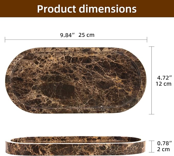 Natural Marble Tray Oval, Bathroom Vanity Tray - Image 2
