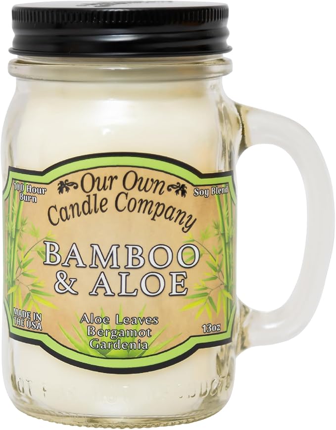 Our Own Candle Company, Bamboo & Aloe Scented Mason Jar Candle, 100 Hour Burn by OurOwnCandleCompanycandles