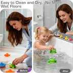 31.5" Bathtub Splash Guard for Kids & Toddlers- Silicone Play Shelf & Toy - Image 5