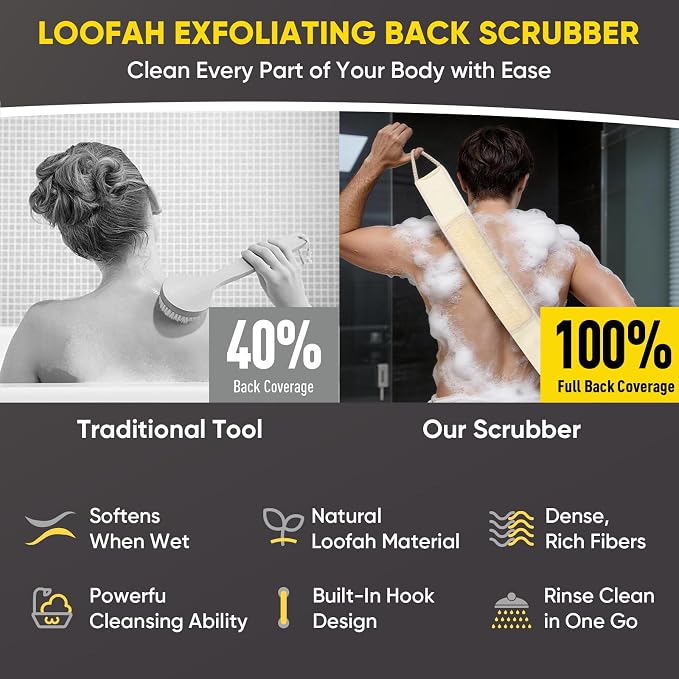 2 Pack Egyptian Loofah Back Scrubber - Image 5
