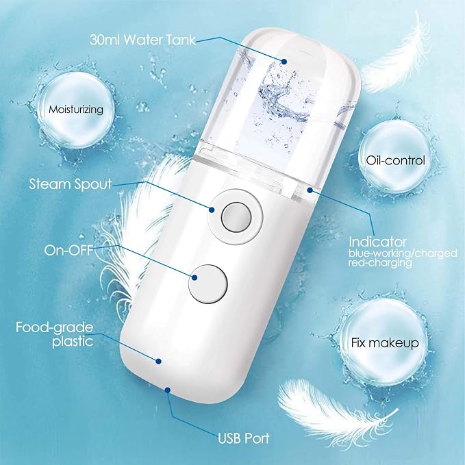 GIVERARE 2 Pack Nano Facial Steamer, Handy Mini Mister, USB Rechargeable Mist - Image 4