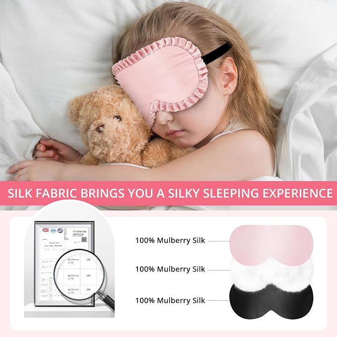 Kids Sleep Mask, 100% Real Mulberry Silk Eye Mask, Sleeping Mask - Image 2