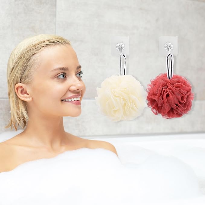 4 Pack Bath Sponge, Bath Shower Loofahs Mesh Pouf Sponge Body Scrubber - Image 5