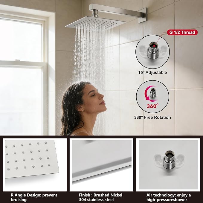Midanya Shower System with Tub Spout, Bathtub Shower Faucet Set with Square - Image 7