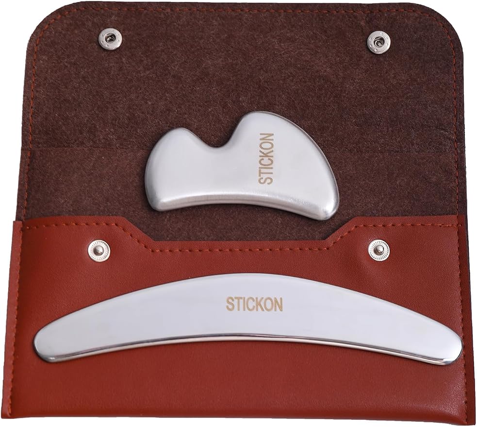 STICKON Stainless Steel Muscle Scraper Tools Set 2 in 1 Gua Sha Scraping by STICKON