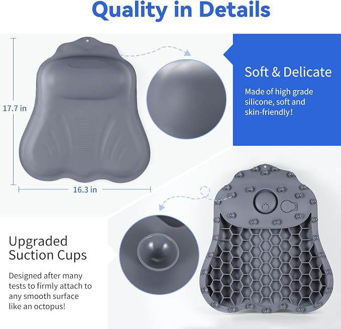 Goowin Bath Pillows for Tub, New Generation Skin-Friendly Silicone Bath Pillow - Image 4