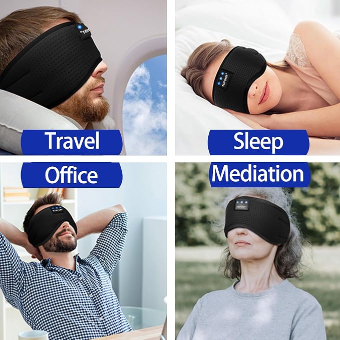 TOPOINT Sleep Mask with Bluetooth Headphones, Breathable Silk Eye Mask - Image 8
