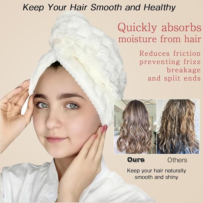 3 Pack Large Microfiber Hair Towels - Image 4