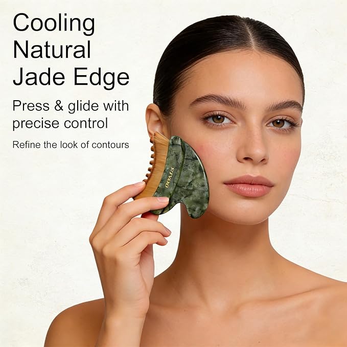 Lymphatic Contour Face Brush, Dual-Ended Dry Brush + Cool-Touch Jade Gua Sha - Image 4