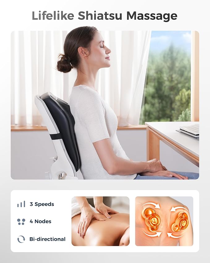 Boriwat Shiatsu Back Massager for Pain Relief Deep Tissue-Movable Electric Neck - Image 3
