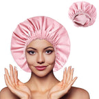 Shower Cap for Women, Double Layer Waterproof Bath Cap, Reusable Hair Protector - Image 2