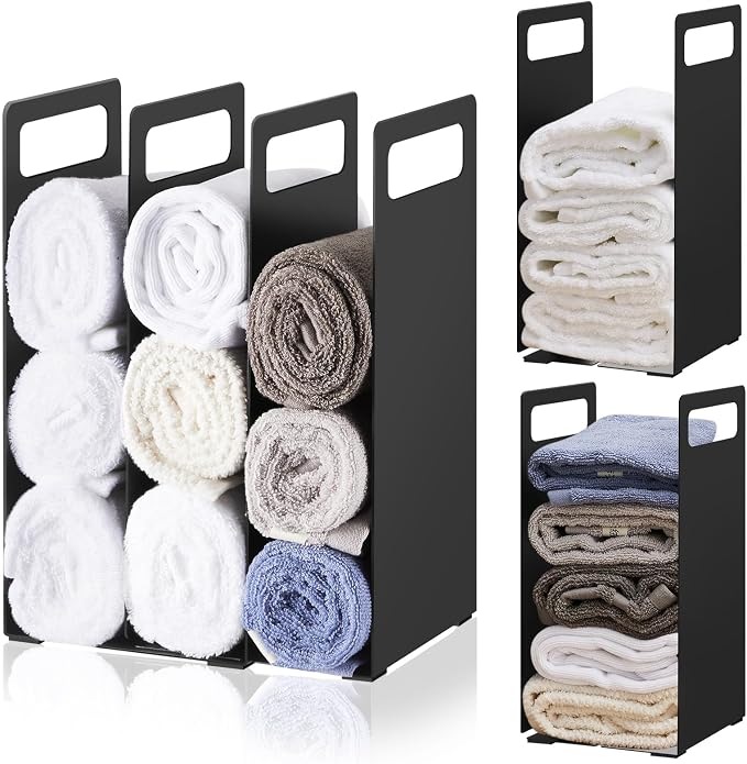 LEIFIDE Set of 4 Interlocking Towel Organizer Metal Bathroom Towel Storage Rack - Image 7