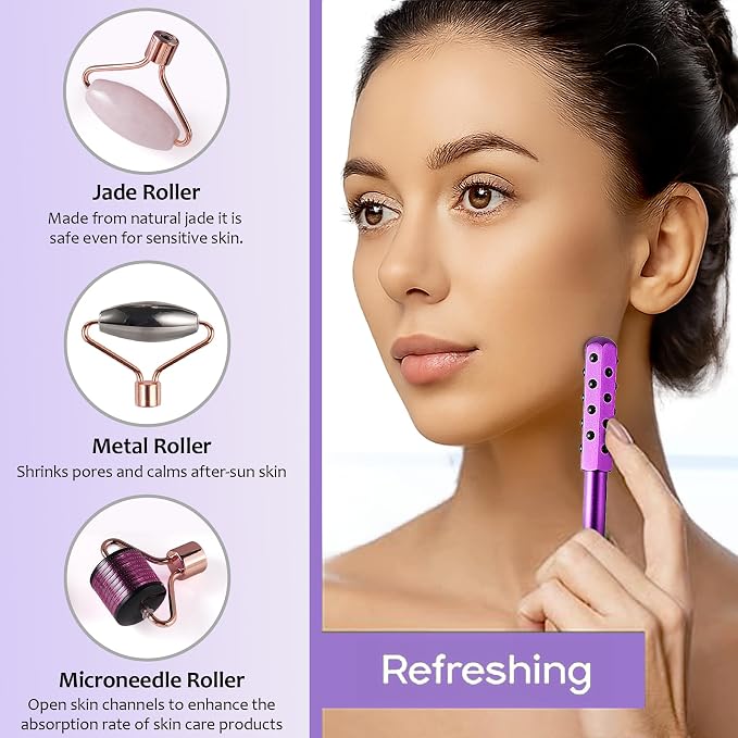 4-in-1 Germanium Stone Face Massager Beauty Roller - Image 4