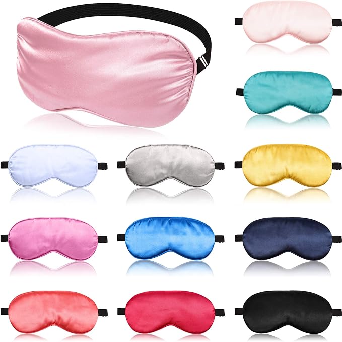 12 Pieces Silk Sleep Mask Pure Silk Sleep Eye Mask by BBTO