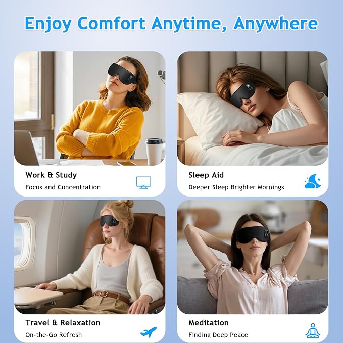 Cordless Heated Eye Mask, Rechargeable Sleep Mask - Image 7