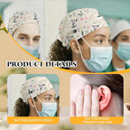Adjustable Scrub Cap with Buttons & Sweatband, Working Hat with Elastic Tie Back - Image 6