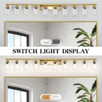 Gold Bathroom Vanity Light, 10-Light Brushed Gold Bathroom Light Fixtures - Image 5