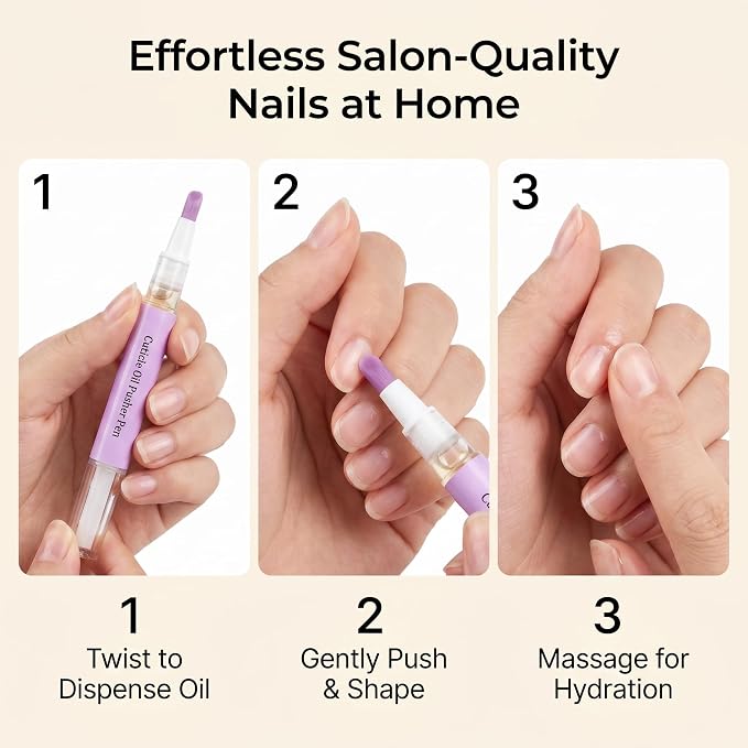Ceramic Cuticle Pusher & Nail Oil Pen, 2-in-1 Nail Care Tool, Gentle Hangnail - Image 8