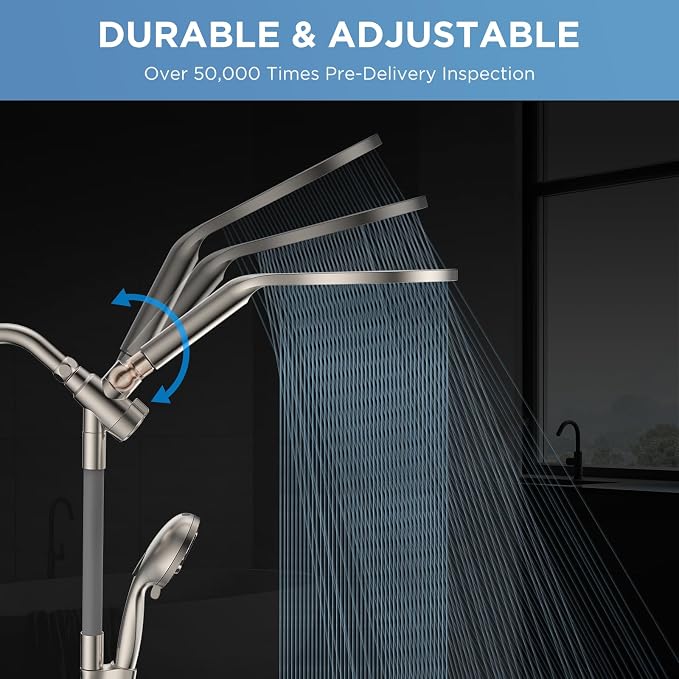 Dual Handheld Shower Head Combo, 2-in-1 Rain Shower Heads System 8 Inch - Image 2