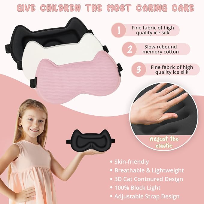 Kids Sleep Mask Eye Mask: 3D Contoured Cup Sleeping Masks, Blindfold - Image 4