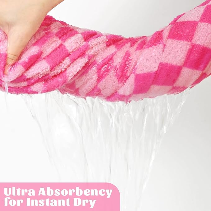 Jacquotha Hot-Pink Checkered Cotton Bath Towels Set of 2 - Image 5