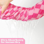 Jacquotha Hot-Pink Checkered Cotton Bath Towels Set of 2 - Image 5