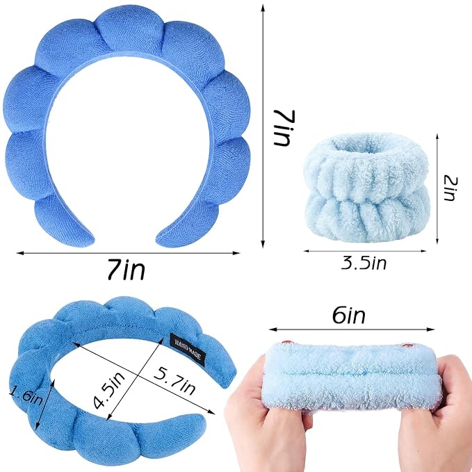 Zkptops Spa Headband for Washing Face Wristband Set Sponge Makeup Skincare - Image 6