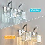 Crystal Vanity Lights 2-Light Chrome Wall Lamp Modern Crystal Bathroom Light - Image 2