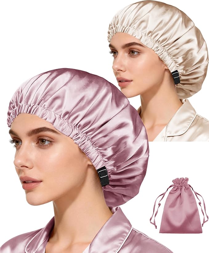 3Pcs Hair Bonnets For Sleeping Satin Bonnet For Women Silk Bonnets Womens Curly by WJingYiJia