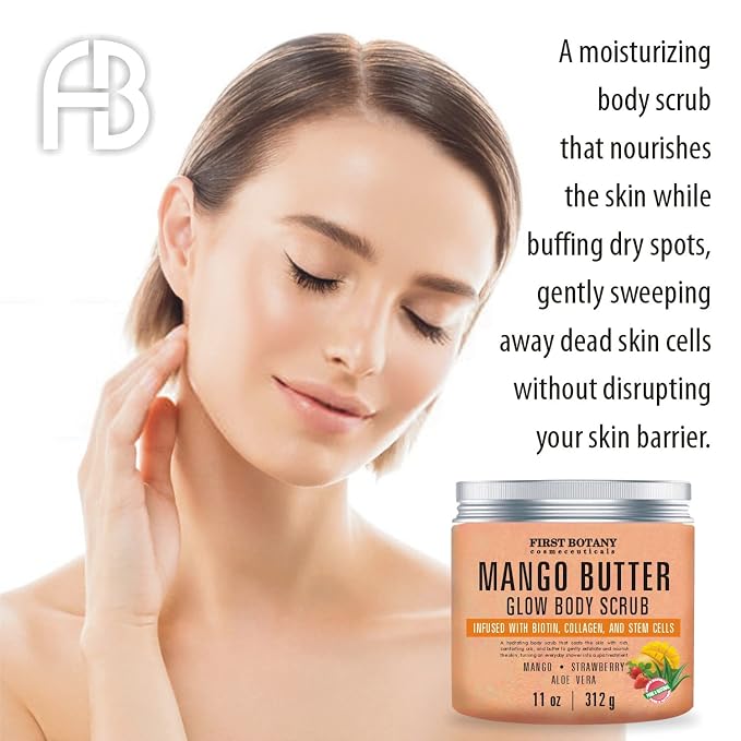 Mango Butter Body Scrub Exfoliator Biotin, Stem Cells - Image 4