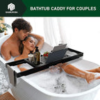 Foldable Bamboo Bathtub Caddy Tray Expandable - Image 2