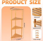 GUGIGP 4-Tier Corner Shower Caddy Stand Bamboo, Standing Corner Shower Shelf - Image 3