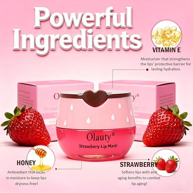 8Pcs Bee Lip Balm Honey Pot, Lip Mask Skincare, Strawberry, Watermelon - Image 5